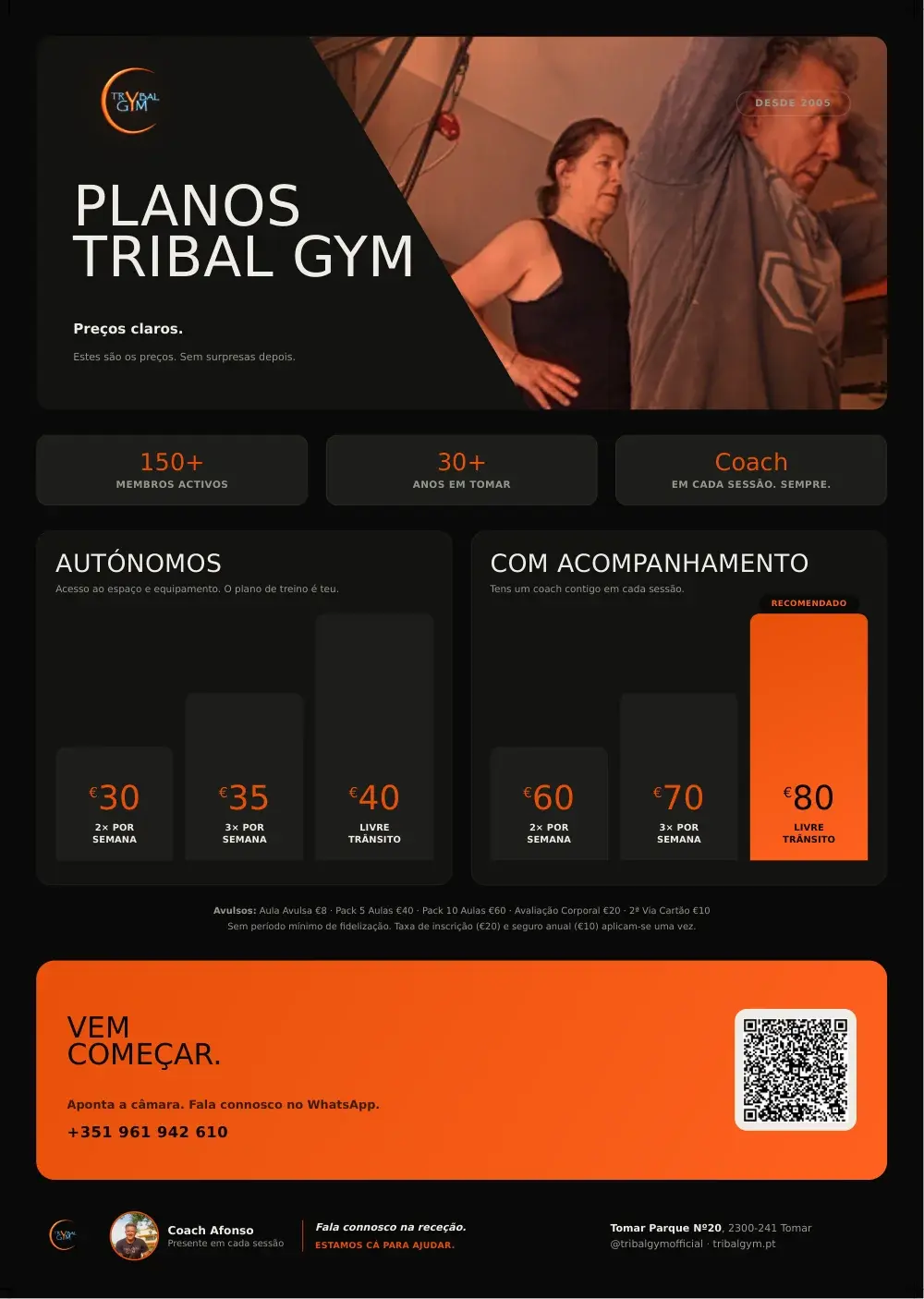 Tribal Gym pricing poster.